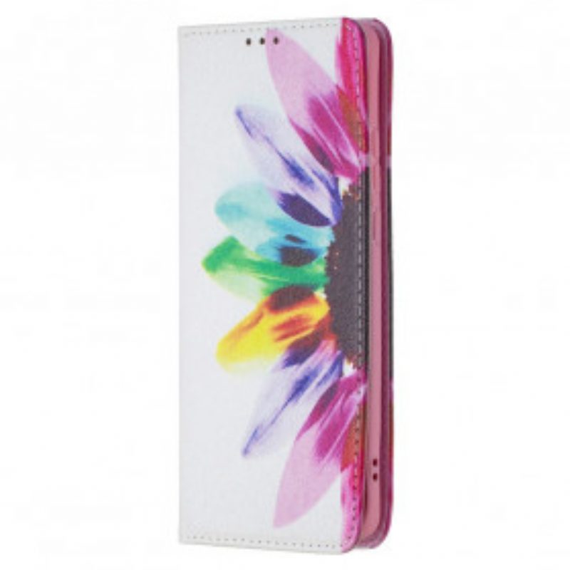 Folio Cover Huawei P50 Pro Custodia in pelle Fiore Dell'acquerello