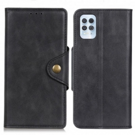 Custodia A Portafoglio Moto G100 Bottone In Ecopelle