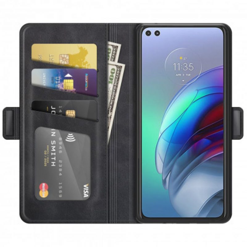Custodia in pelle Moto G100 Folio Cover Doppio Lembo