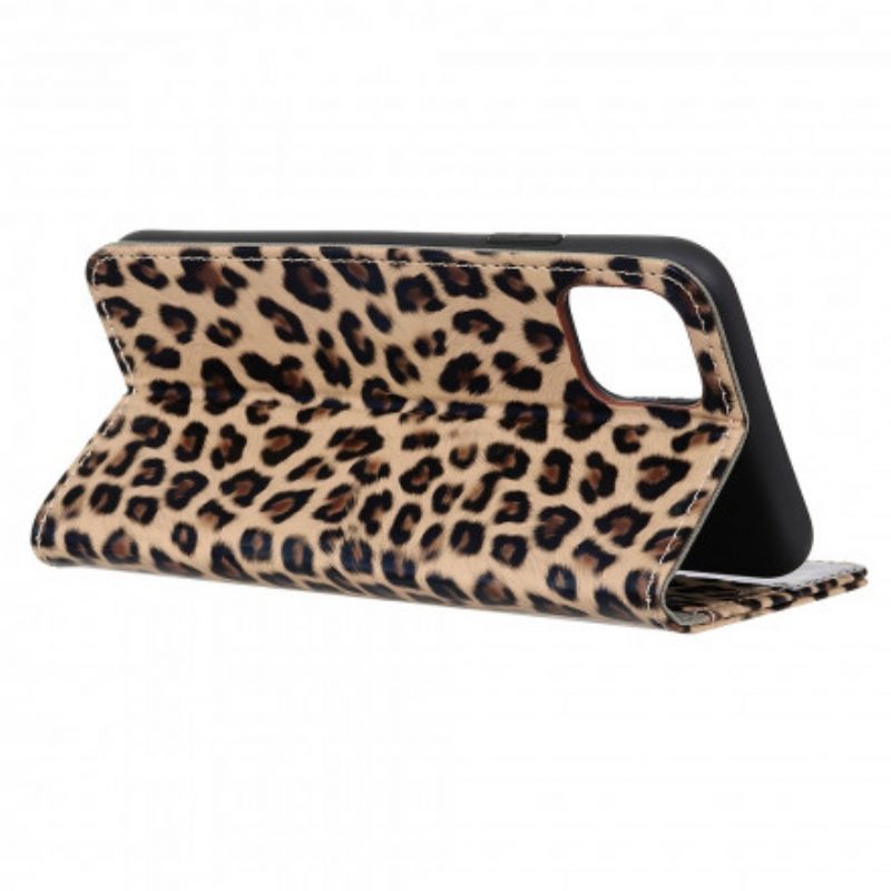Custodia in pelle Moto G100 Leopardo