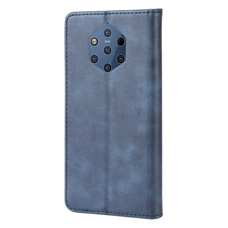 Folio Cover Nokia 9 PureView Custodia in pelle Effetto Pelle Vintage Stilizzato