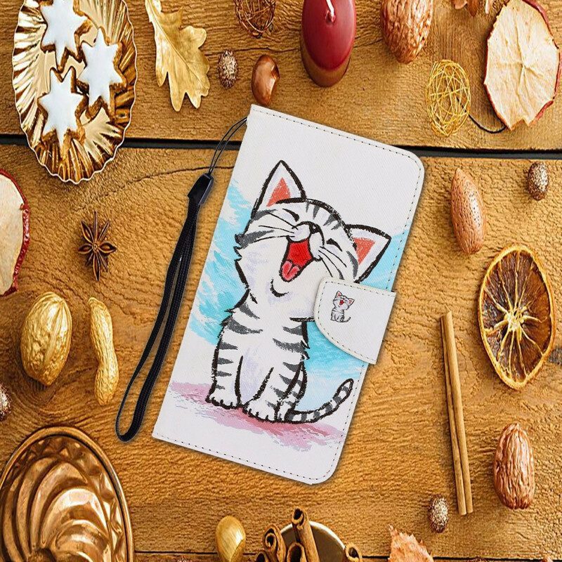 Custodia A Portafoglio Huawei P40 Lite E Gattino Strappy