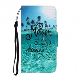 Custodia A Portafoglio Huawei P40 Lite E Non Smettere Mai Di Sognare Navy Strappy