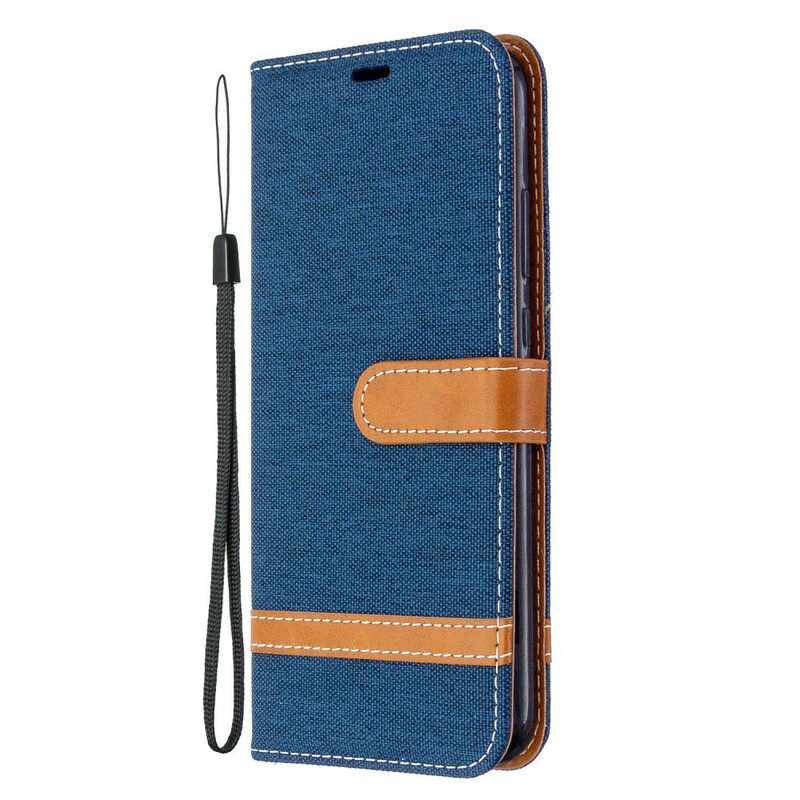Custodia in pelle Huawei P40 Lite E Cinturino Effetto Tessuto E Pelle