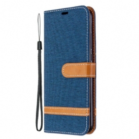 Custodia in pelle Huawei P40 Lite E Cinturino Effetto Tessuto E Pelle