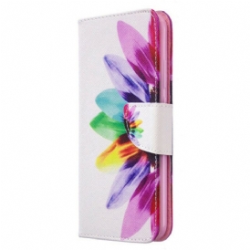 Custodia in pelle Huawei P40 Lite E Fiore Dell'acquerello
