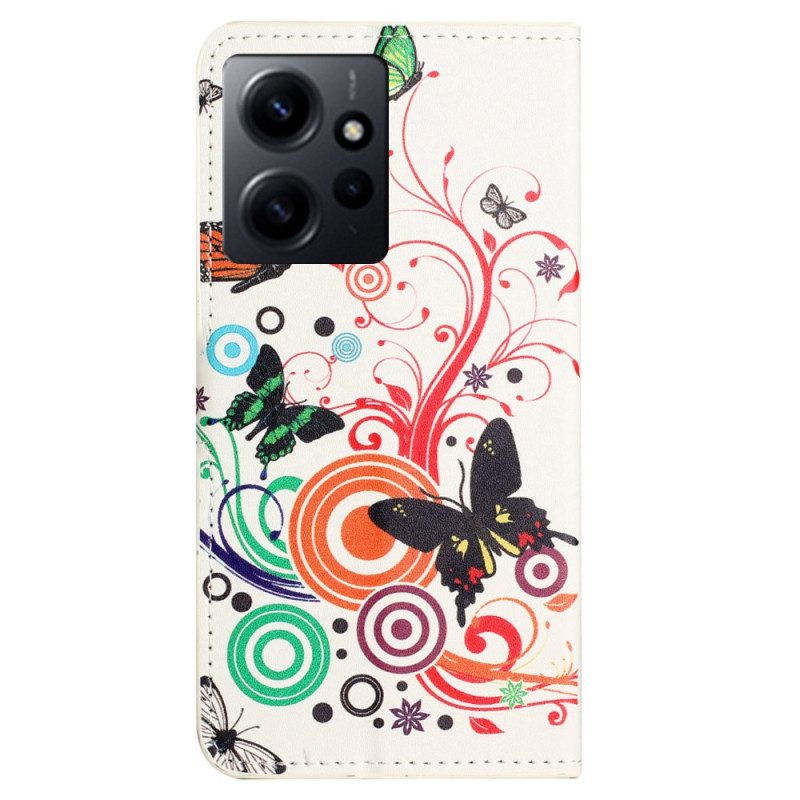 Custodia in pelle Xiaomi Redmi Note 12 4G Belle Farfalle
