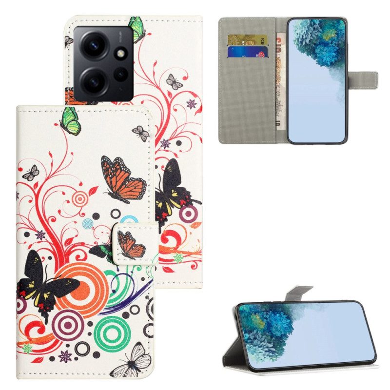 Custodia in pelle Xiaomi Redmi Note 12 4G Belle Farfalle