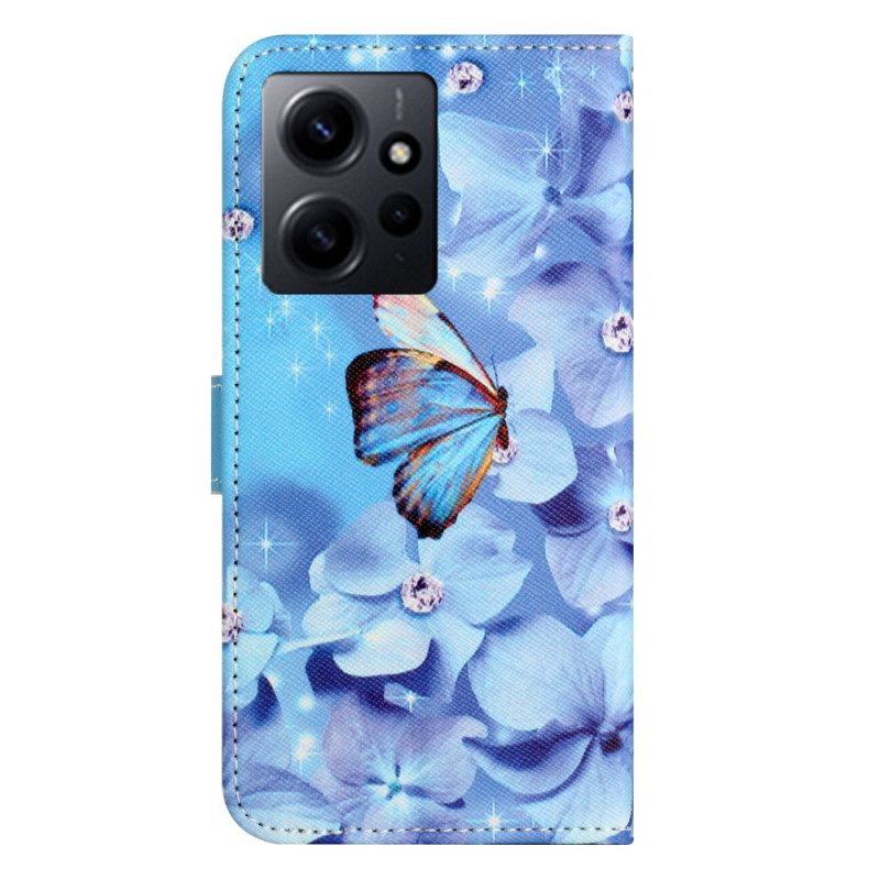 Custodia in pelle Xiaomi Redmi Note 12 4G Cinturino Blu
