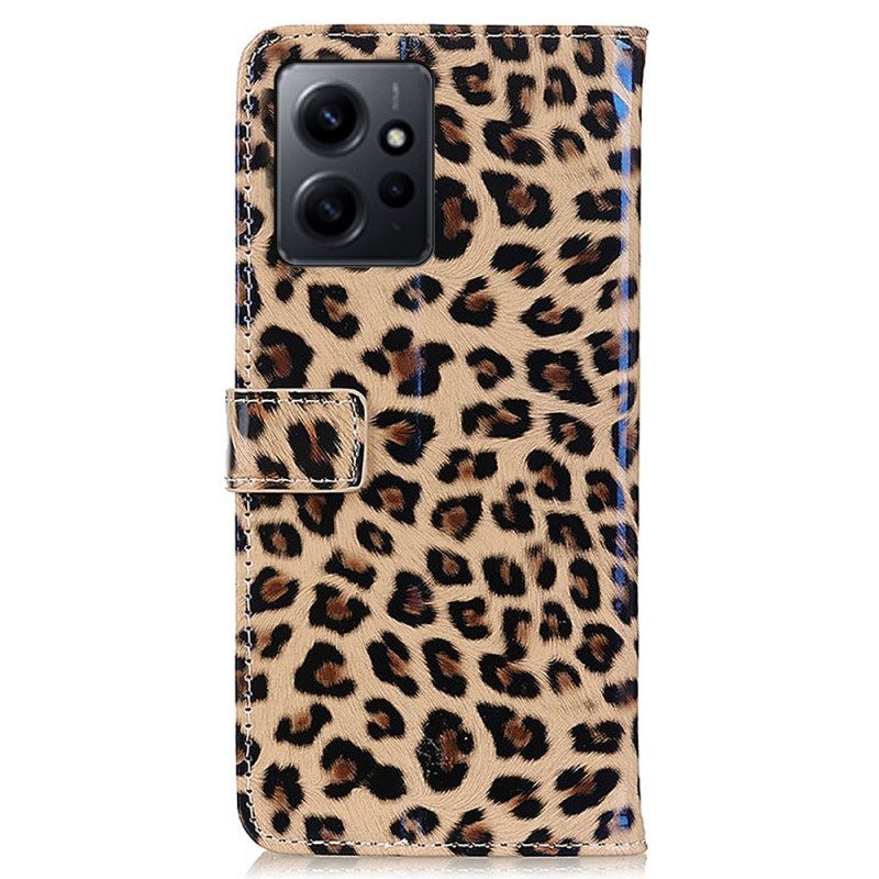 Custodia in pelle Xiaomi Redmi Note 12 4G Effetto Pelle Di Leopardo