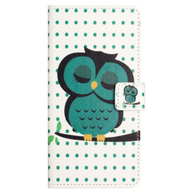 Custodia in pelle Xiaomi Redmi Note 12 4G Gufo Addormentato