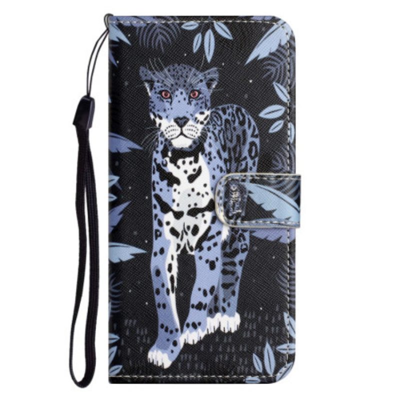 Custodia in pelle Xiaomi Redmi Note 12 4G Leopardo Con Spalline