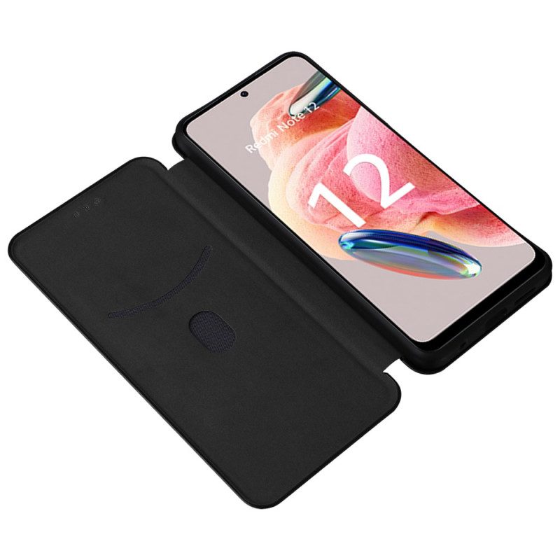 Folio Cover Xiaomi Redmi Note 12 4G Custodia in pelle Fibra Di Carbonio