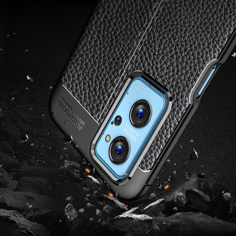 Cover Realme 9i Doppia Linea Litchi Effetto Pelle