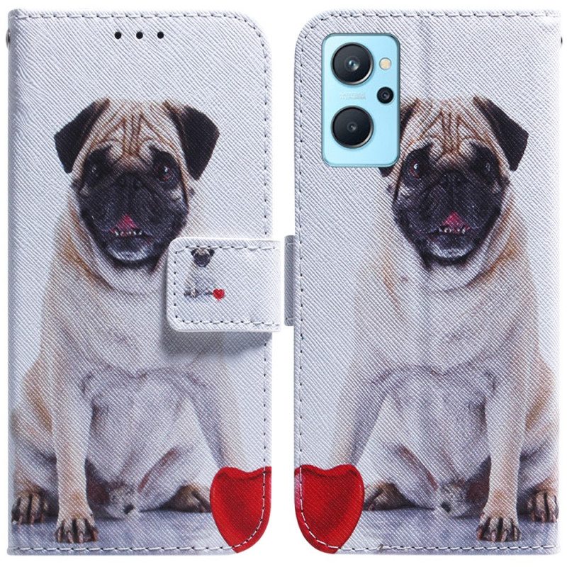 Custodia in pelle Realme 9i Cane Carlino