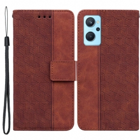 Custodia in pelle Realme 9i Cinturino Con Motivo A Zig-zag