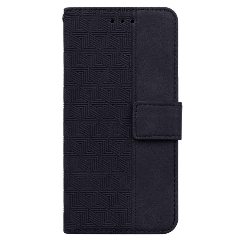 Custodia in pelle Realme 9i Cinturino Con Motivo A Zig-zag