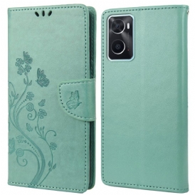 Custodia in pelle Realme 9i Farfalle E Fiori