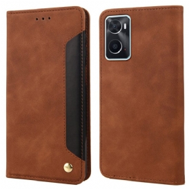 Folio Cover Realme 9i Custodia in pelle Effetto Pelle Business Bicolore