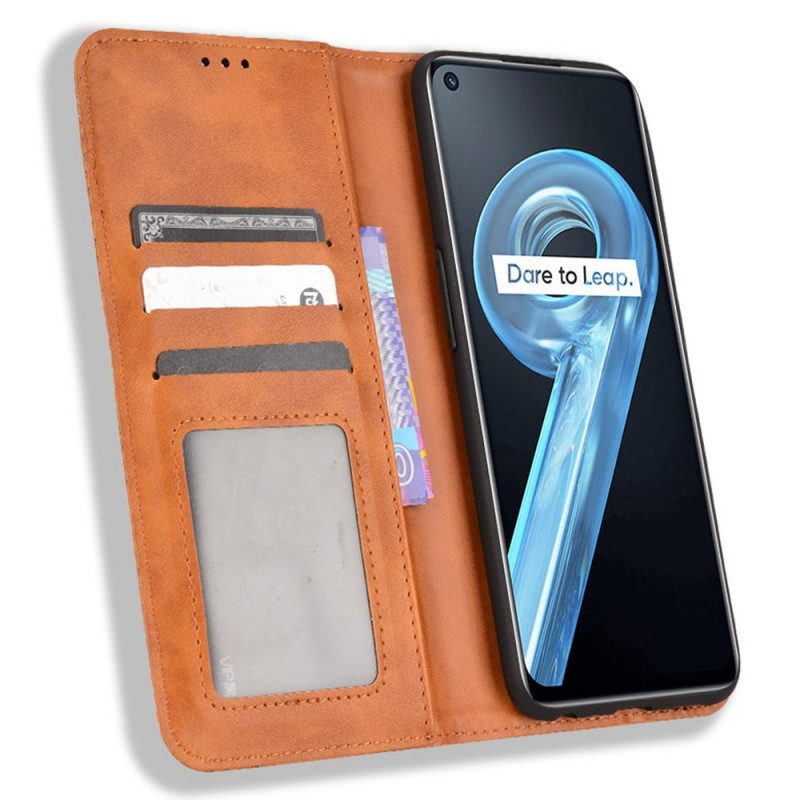 Folio Cover Realme 9i Custodia in pelle Effetto Pelle Vintage Stilizzato