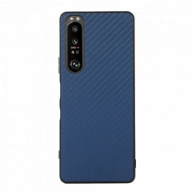 Cover Sony Xperia 1 III Texture In Fibra Di Carbonio Effetto Pelle