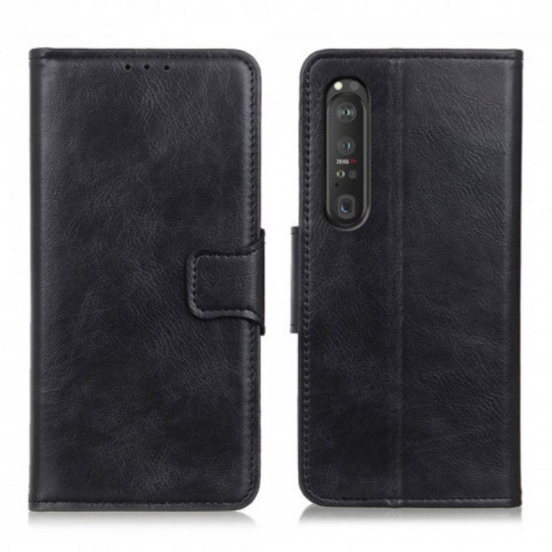 Custodia A Portafoglio Sony Xperia 1 III Chiusura Reversibile Effetto Pelle