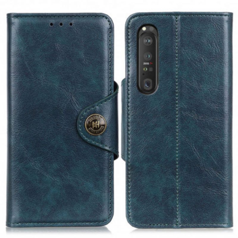 Custodia in pelle Sony Xperia 1 III Bottone In Ecopelle Verniciata