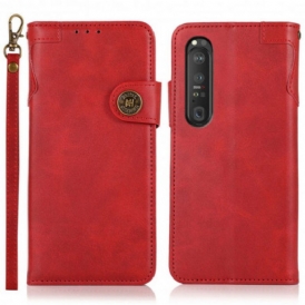 Custodia in pelle Sony Xperia 1 III Bottone Magnetico Khazneh