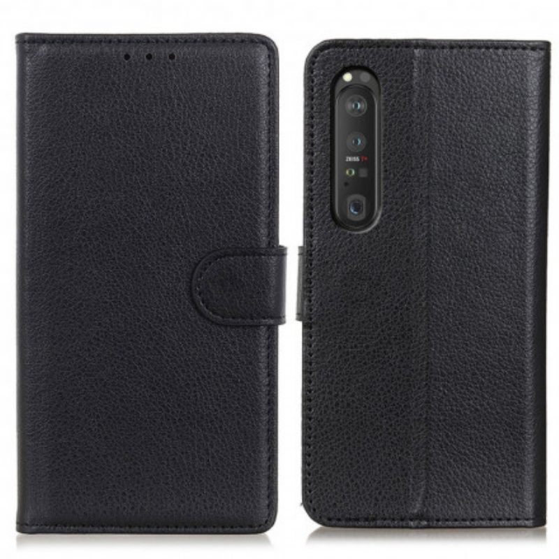 Custodia in pelle Sony Xperia 1 III Ecopelle Litchi