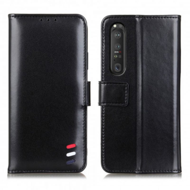 Custodia in pelle Sony Xperia 1 III Effetto Pelle Tricolore