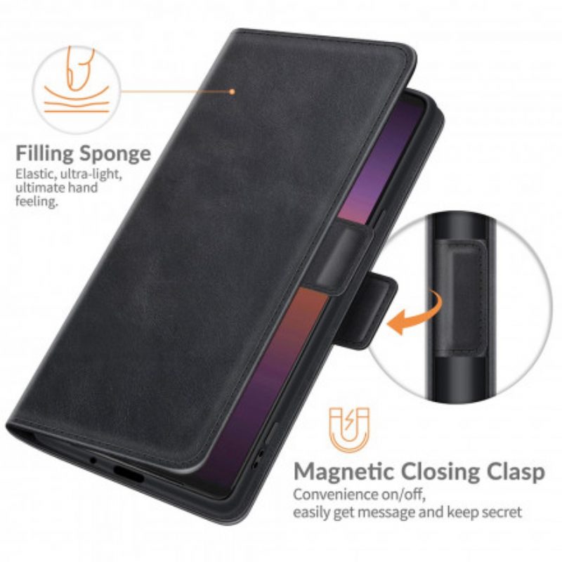 Custodia in pelle Sony Xperia 1 III Folio Cover Doppia Patta Classica
