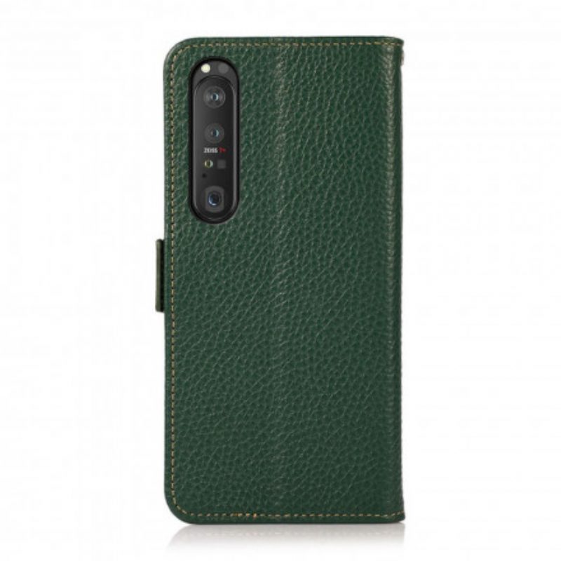 Custodia in pelle Sony Xperia 1 III Pelle Litchi Khazneh Rfid