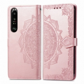 Custodia in pelle Sony Xperia 1 III Mandala Medioevo