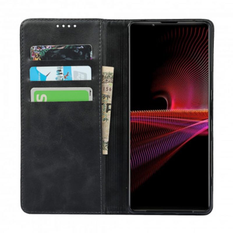 Folio Cover Sony Xperia 1 III Custodia in pelle Classico In Vera Pelle