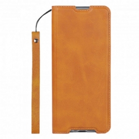 Folio Cover Sony Xperia 1 III Custodia in pelle Strappy Di Classe In Ecopelle