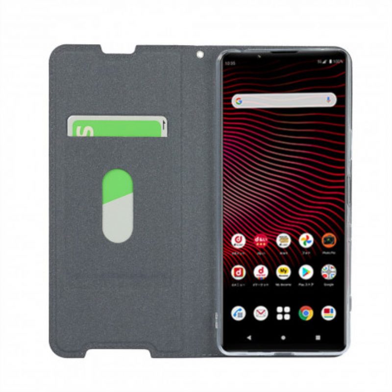 Folio Cover Sony Xperia 1 III Custodia in pelle Strappy Di Classe In Ecopelle
