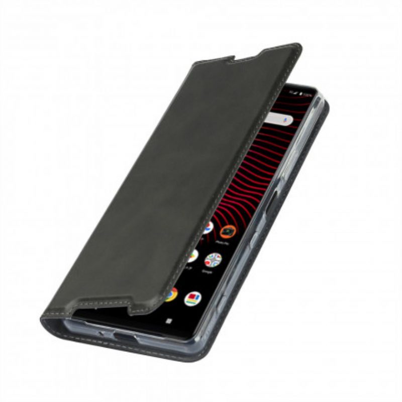 Folio Cover Sony Xperia 1 III Custodia in pelle Strappy Di Classe In Ecopelle