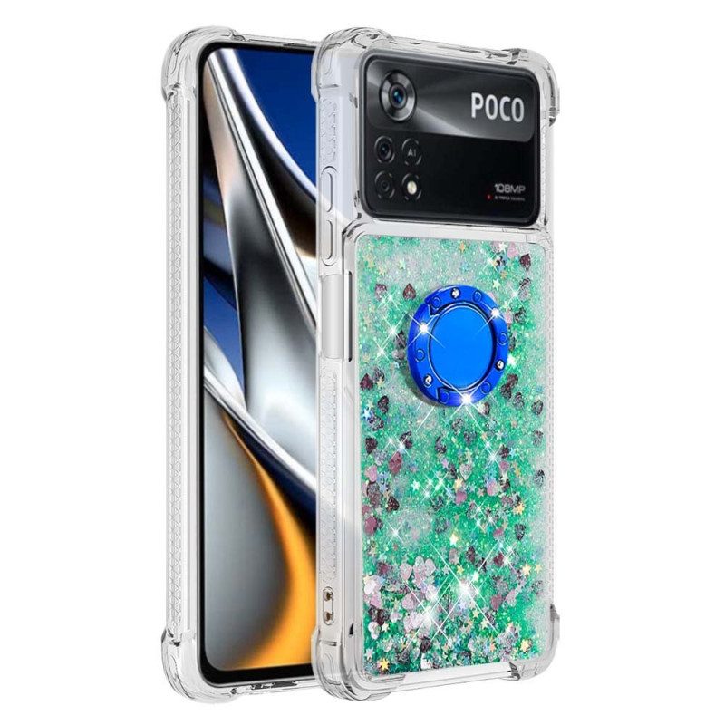Cover Poco X4 Pro 5G Paillettes Con Supporto Ad Anello