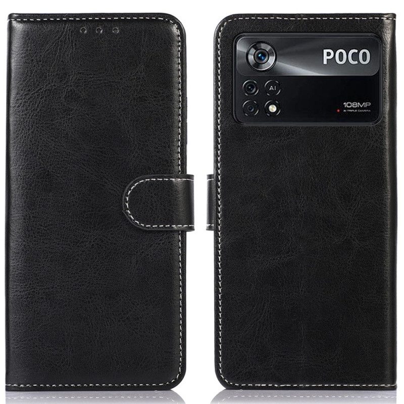 Custodia A Portafoglio Poco X4 Pro 5G Effetto Pelle Couture
