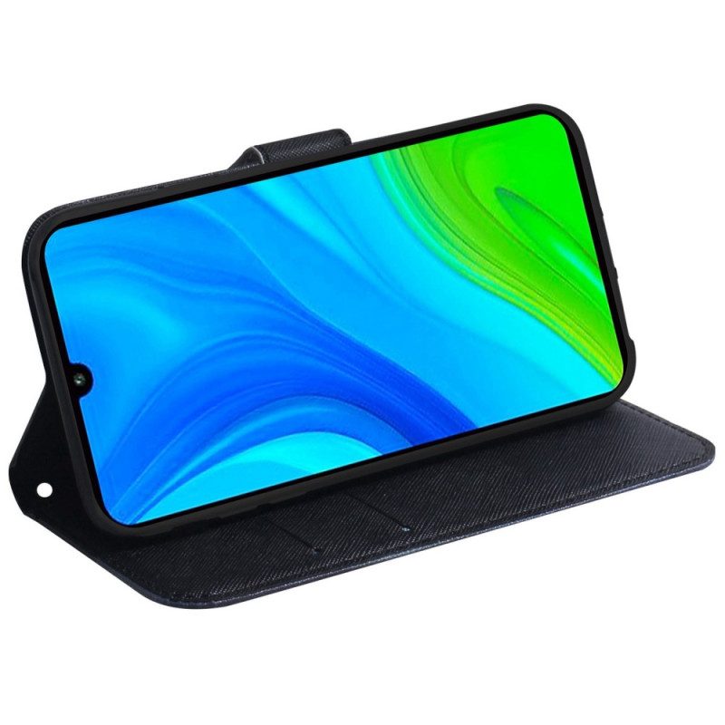 Custodia A Portafoglio Poco X4 Pro 5G Gatto Nero Gatto Bianco Con Cinturino