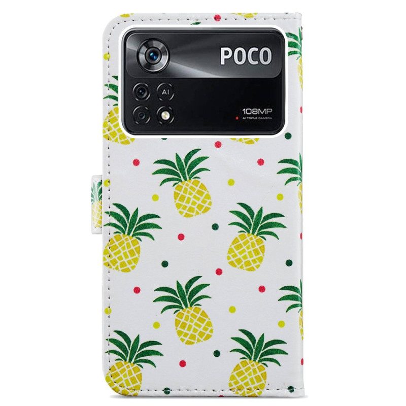Custodia in pelle Poco X4 Pro 5G Ananas Strappy