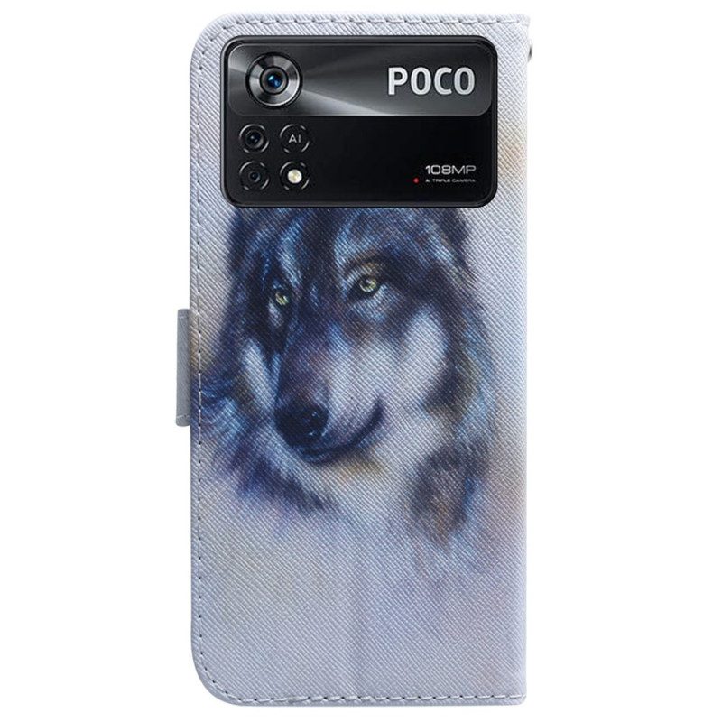 Custodia in pelle Poco X4 Pro 5G Cane Dell'acquerello