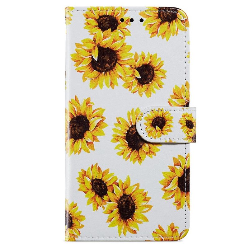 Custodia in pelle Poco X4 Pro 5G Cinturino Fiori