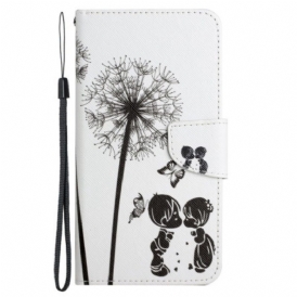 Custodia in pelle Poco X4 Pro 5G Cordino Love Dandelions