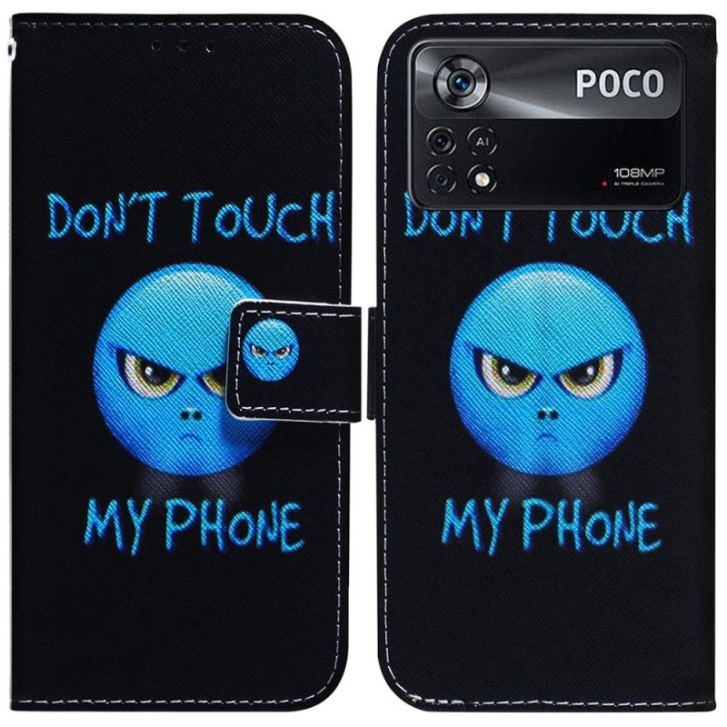 Custodia in pelle Poco X4 Pro 5G Emoji Non Toccare Il Mio Telefono