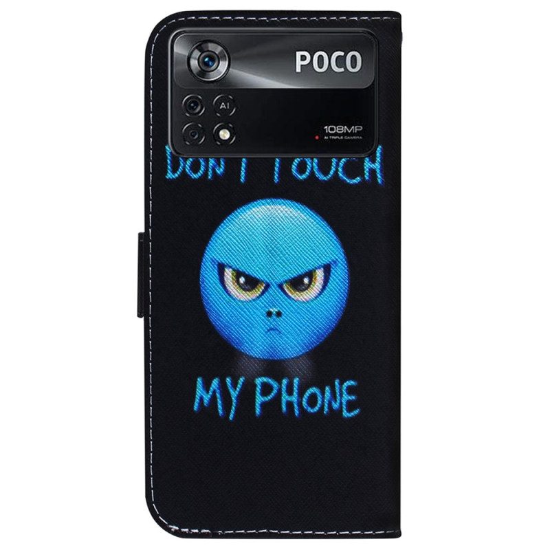 Custodia in pelle Poco X4 Pro 5G Emoji Non Toccare Il Mio Telefono