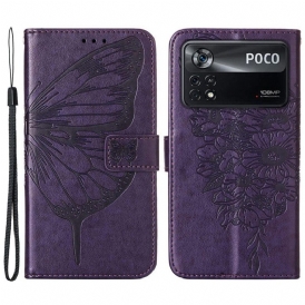 Custodia in pelle Poco X4 Pro 5G Farfalla Barocco Strappy