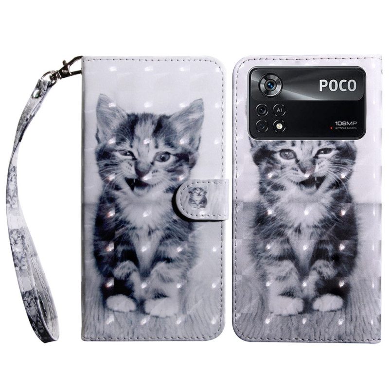 Custodia in pelle Poco X4 Pro 5G Gattino Strappy