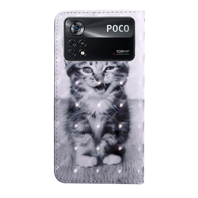 Custodia in pelle Poco X4 Pro 5G Gattino Strappy