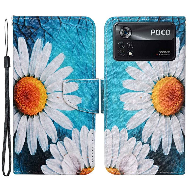 Custodia in pelle Poco X4 Pro 5G Margherite Perizoma